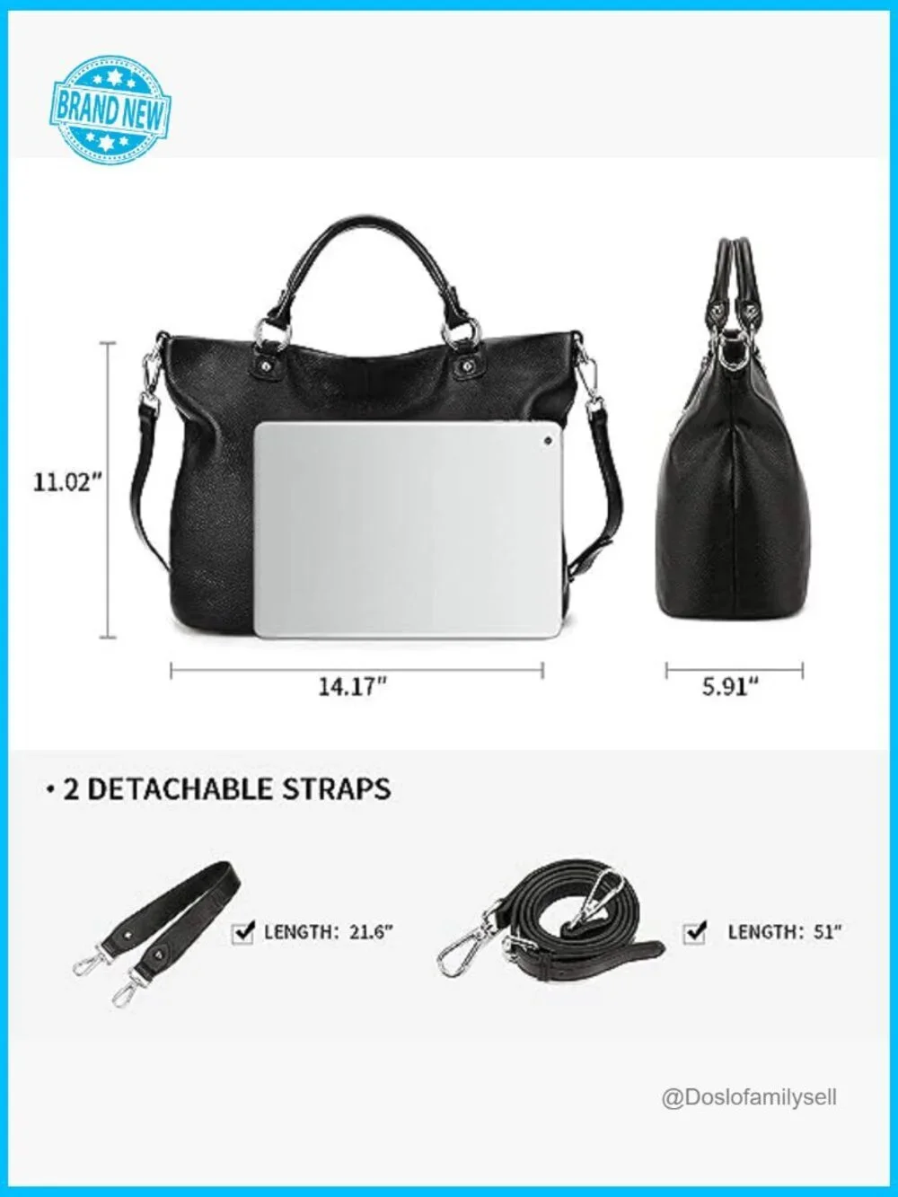 Soft Leather Tote Satchel Handbag Adjustable Strap Elegant Minimal Chic